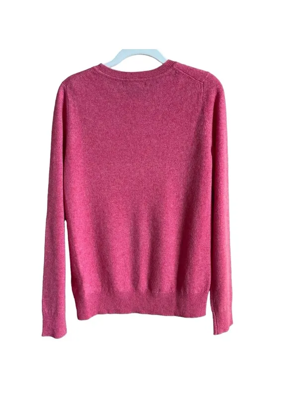 Tahari 100% Cashmere Crewneck Sweater Raspberry Size Medium Luxury Colorful - Image 2