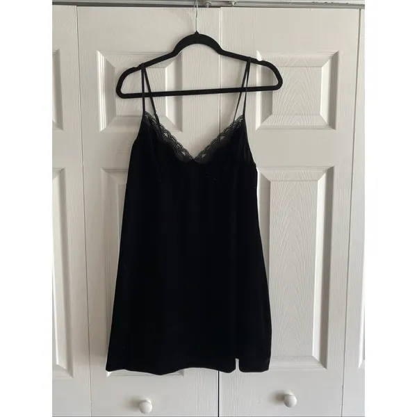 Secret Treasures Velvet Lace Trim Chemise Womens 1X Black Sleepwear Y2K‎ Nightie - Image 2