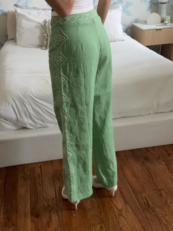 Roller Rabbit Green Pants Corded Medallion Sorella Pants - Image 6