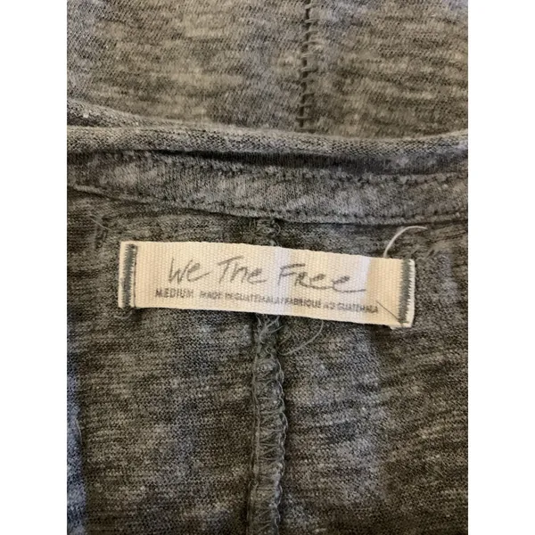We The Free M Gray Long Sleeve Tee Lettuce Hem Grunge Y2K Casual Layering Top - Image 3