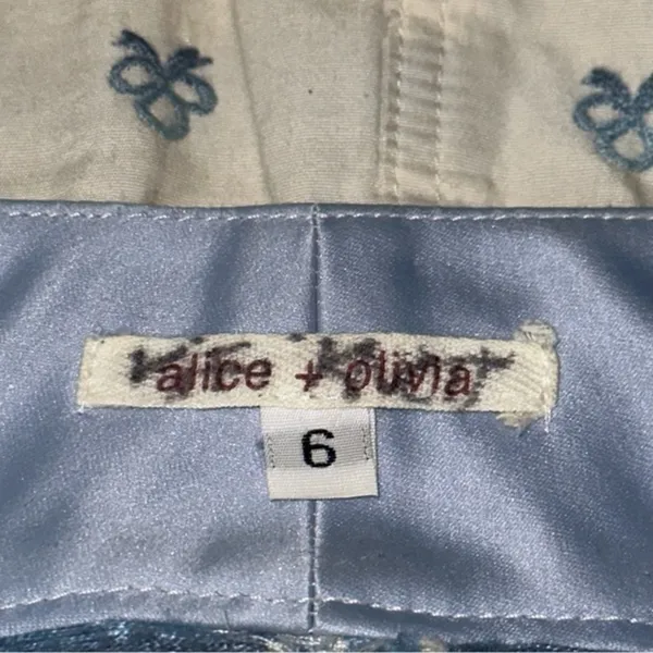 Alice + Olivia Vintage Size 6 Ivory Embroidered Blue Bows Y2K Ultra Mini Skirt - Image 5