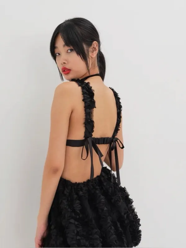 For Love and Lemons, Astrid, black, open back mini dress XS - Image 4
