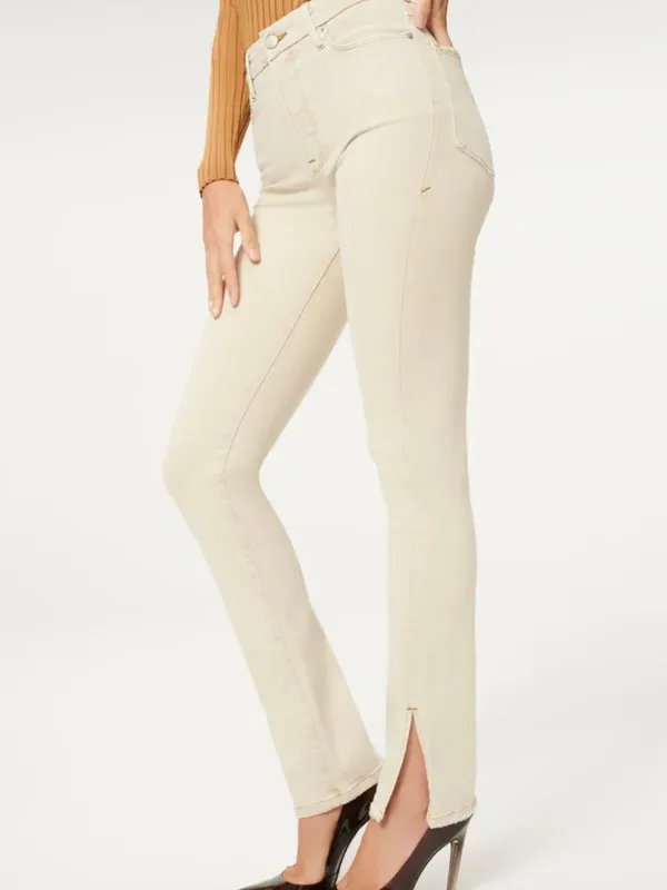 Good American Good Classic Jeans Womens 10 Bone Beige Skinny Ankle Slit Stretch - Image 4