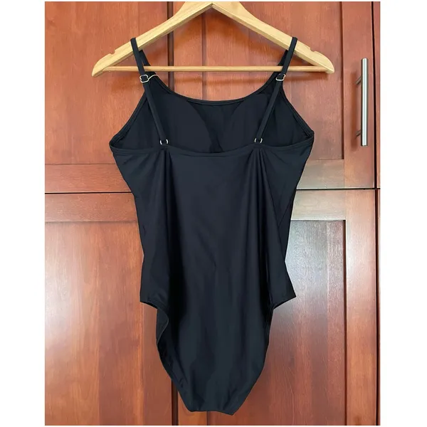 Quince Italian Cami One Piece Swimsuit Black Size Large NEW - Image 5