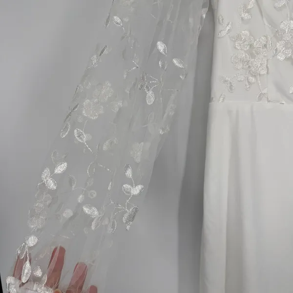 Lulus White Mesh Overlay Embroidered Jumpsuit Size M Bridal Bachelorette Wedding - Image 6