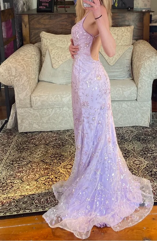 Madison James Lilac Prom Dress - Image 4