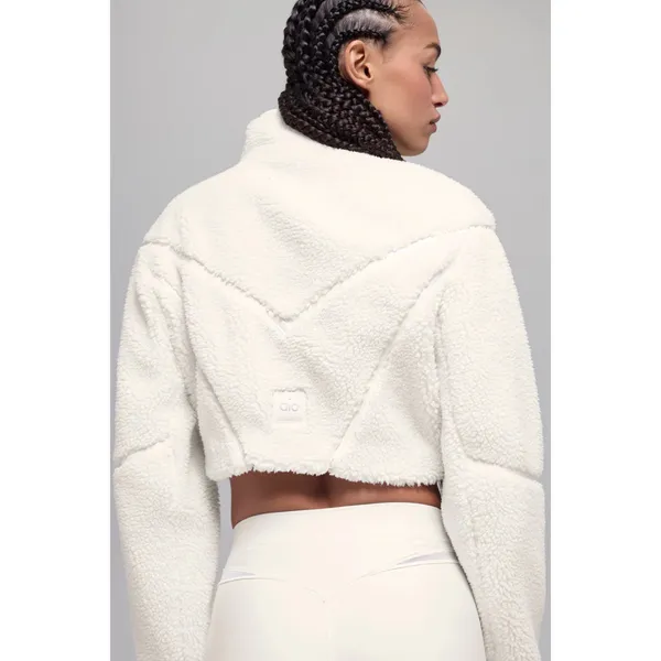 Alo Yoga Sherpa Cropped Slope Side Jacket Ivory S - Image 2