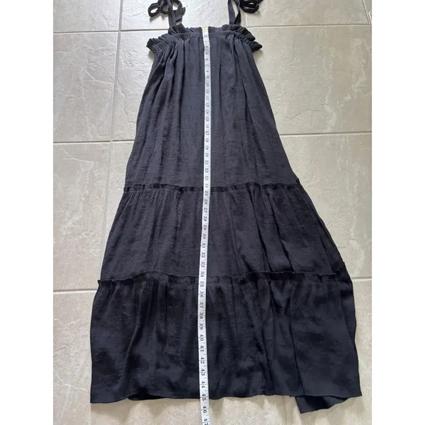 Blu Pepper Dress Womens Large‎ Black Maxi Tiered Tie Quiet Luxury Resort Beachy - Image 4