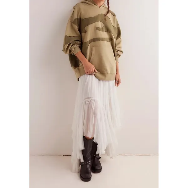 Free People Its A Vibe Camo Hoodie Small Green Patchwork Oversized Baggy Soft - Image 2