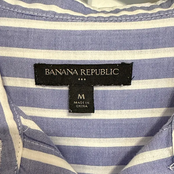 Banana Republic Blue and White Striped Blouse - Image 2
