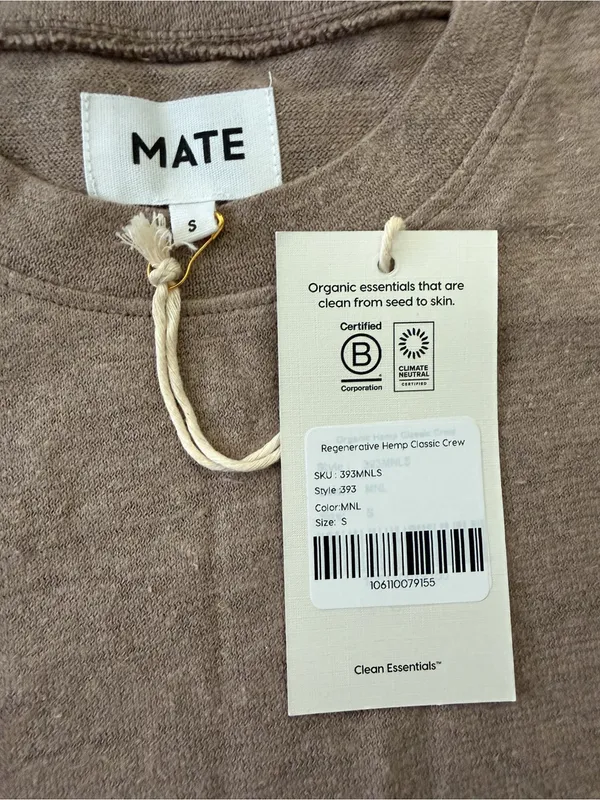 Mate the Label Regenerative Hemp Shrunken Tee S NWT Mineral - Image 8