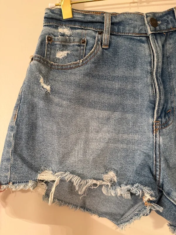 Abercrombie & Fitch‎ Cutoff High Rise Denim Jean Shorts distressed size 25 (0) - Image 5