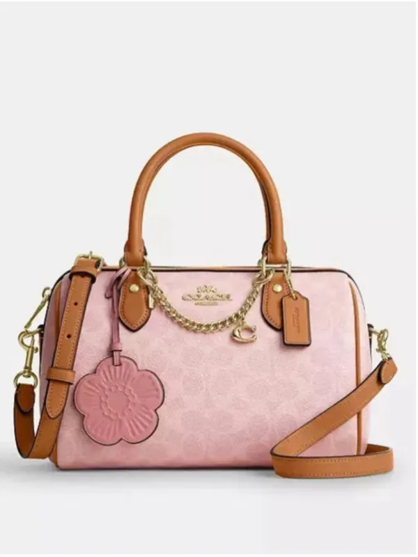 NEW Coach Medium Powder Pink Signature Rowan Satchel CEA18 NWT - Image 2