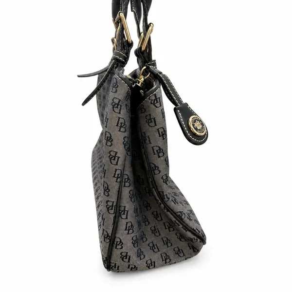 Dooney & Bourke Signature Monogram Jacquard Satchel Gray‎ Black Shoulder Bag - Image 4