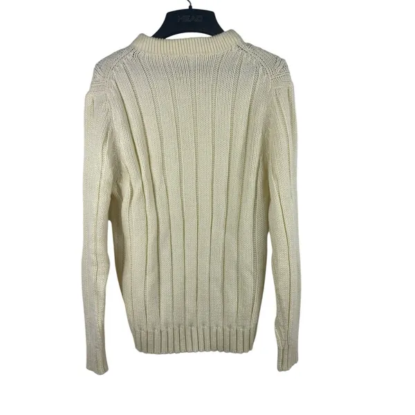Ivory Knit Sweater Women’s Small Cream Aran Style Old Money Preppy - Image 5