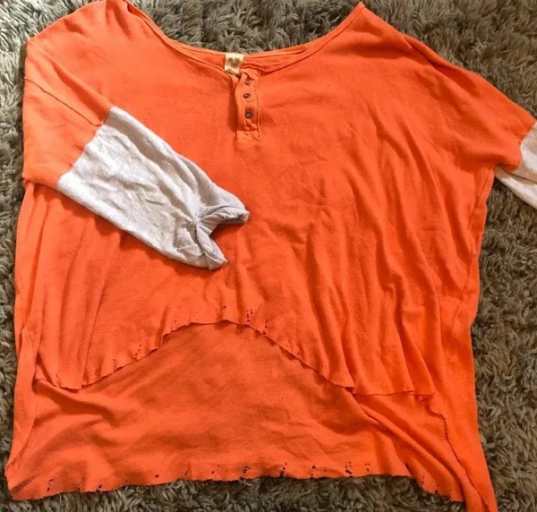 Free People Orange And Gray Henley - Image 2