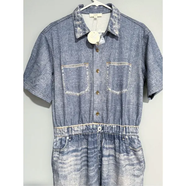 NWT Oddi Acid Washed Chambray Denim Jumpsuits Size Medium Casual - Image 8