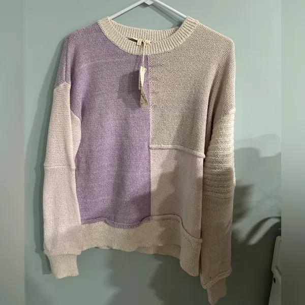Mystree Lilac/Cream/Blush Color Block Sweater NWT Small - Image 2