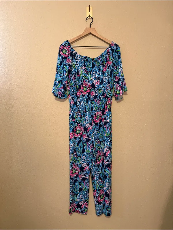 Lilly Pulitzer Calla off-the-shoulder floral jumpsuit size Medium - Image 2