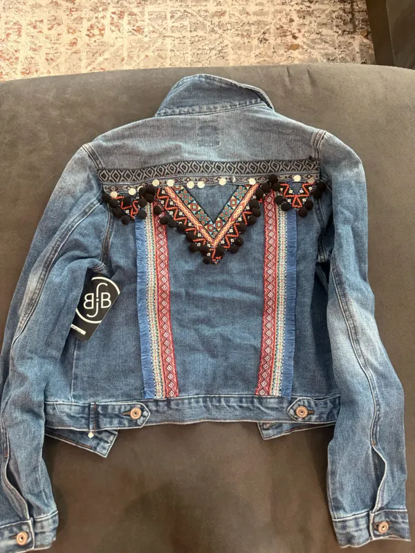Boom Boom Jeans Light Blue Denim Jacket with Embroidered Trim - Image 2