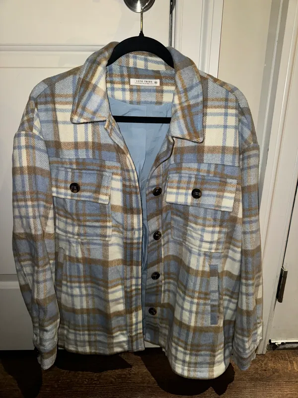 12th Tribe Austin blue plaid Shacket - Image 2
