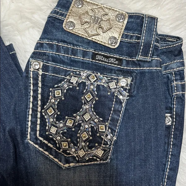 Miss Me Diamond Peace Lover Boot cut JEANS 27 Signature Boot Miss Me - Image 5