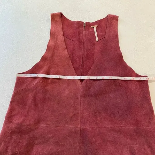 Free People Retro Love Suede Mini Dress Size S Red Boho Western - Image 5
