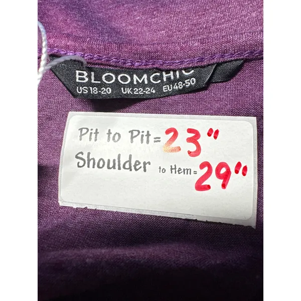 BloomChic Womens Purple Heathered‎ Surplice Wrap Tunic Top Plus Size 18-20 NEW - Image 3