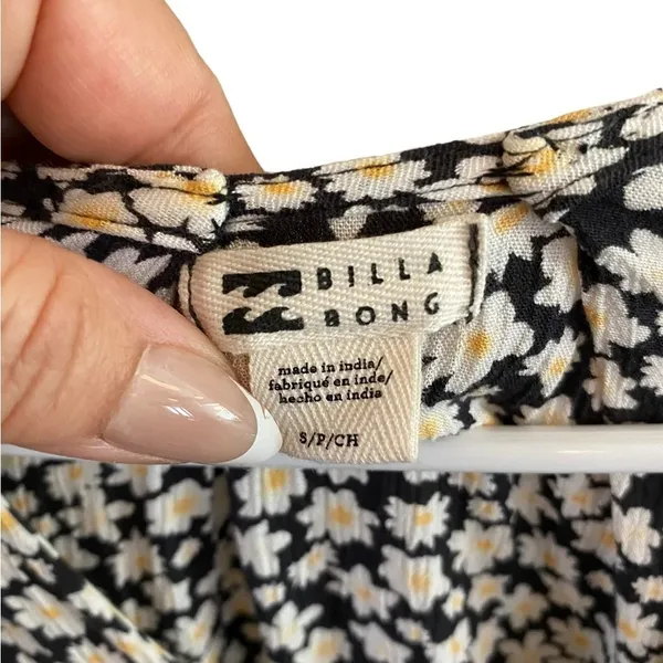 Billabong Daisy Floral Print Gauze peasant poof Sleeve 90s style Babydoll Dress - Image 9
