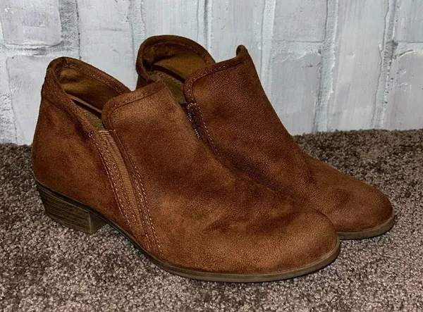 SO Meme Block Heel Ankle Boots Size 8 Chestnut Brown - Image 4