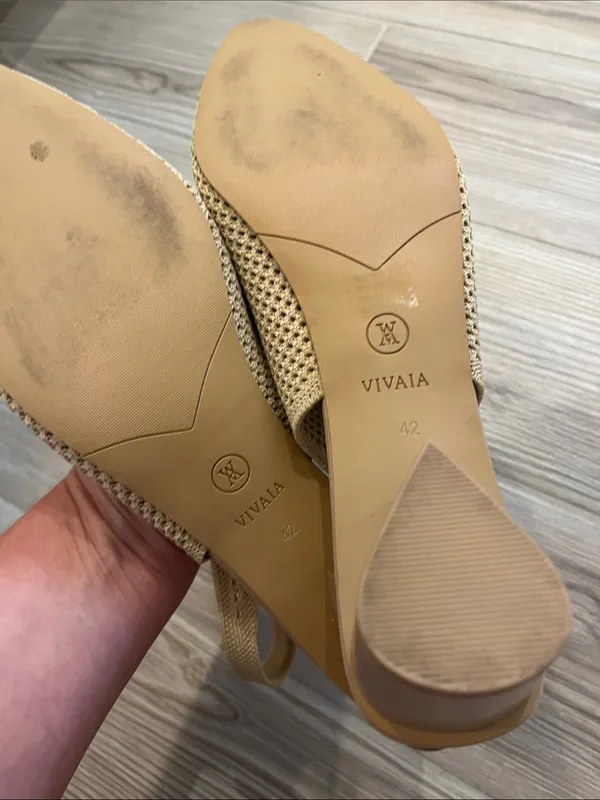Vivaia Leah Pointed-Toe Slingback Sandals (Sz EU 42) Almond Knit - Image 6
