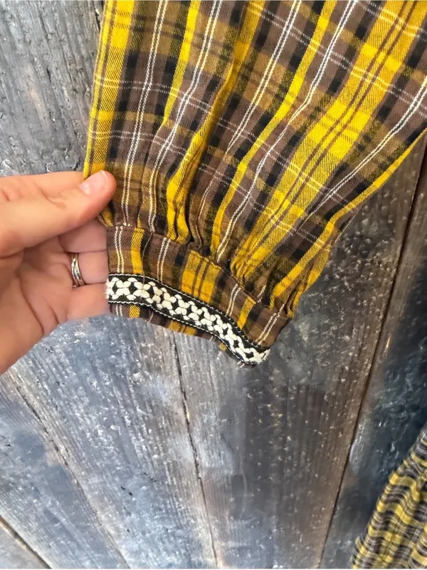 Anthropologie Yellow Plaid Dalton Wrap Midi Dress - Image 5