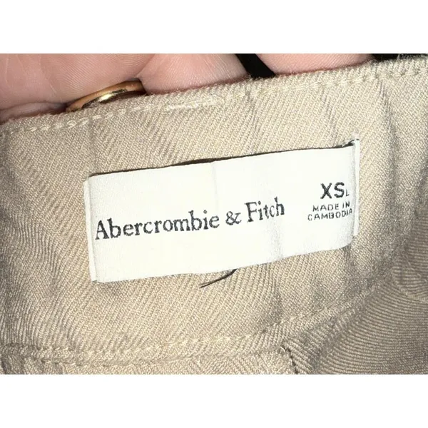 Abercrombie & Fitch Tan Pleated High Waisted Wide Leg Trousers Pants Size XS L - Image 3