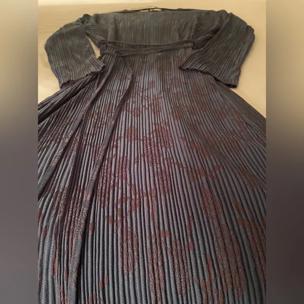 Zara Elegant Blue Patterned Dress Size L - Image 6