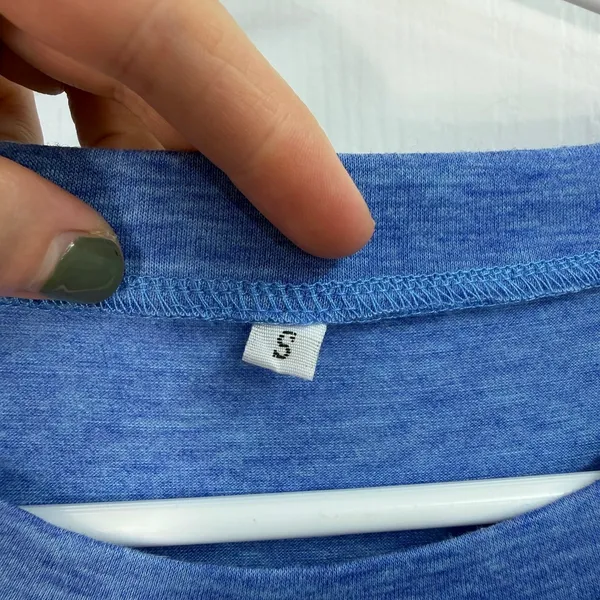 Adult blue scoop neck short sleeve stretch casual active plain basic‎ tshirt top - Image 3