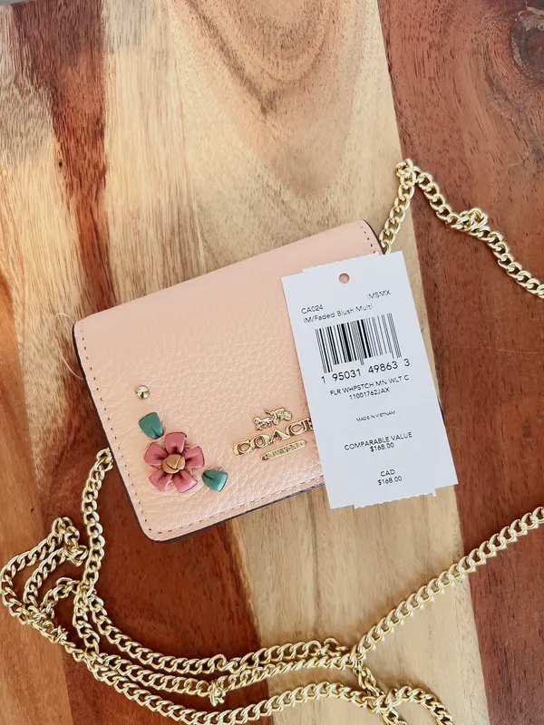 Coach Mini Wallet On A Chain With Floral Whipstitch - Image 6