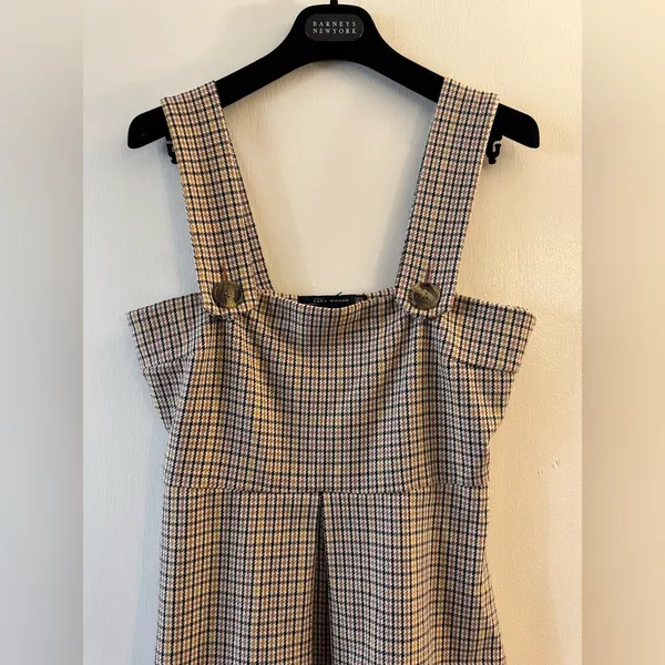 Zara plaid dress pinnafore size M gingham plaid mini dress - Image 5