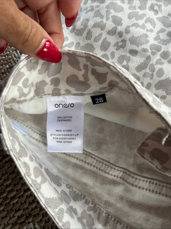 Womens Gray Leopard Print Chinos - Casual Straight Fit - Image 3