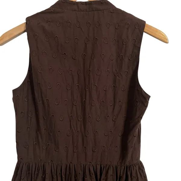 Antonio Melani Brown Cotton Sleeveless V-Neck Eyelet A-Line Dress Sz 2 - Image 4