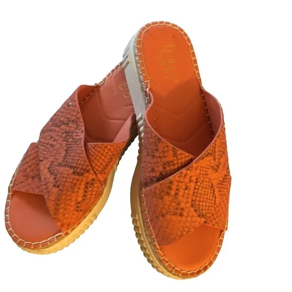 Franco Sarto Birch Slide Platform Sandal 8.5 Salmon Python Print Festival Summer - Image 5