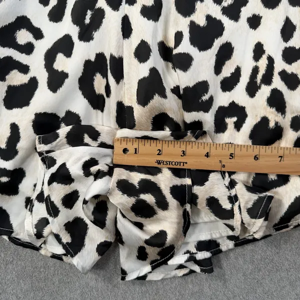 Adrienne Women's Medium Leopard Print Satin Shorts Flowy Elastic Waist Lined - Image 5