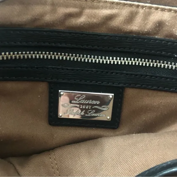VTG Lauren Ralph Lauren Black Crossbody Shoulder Bag Leather Inner Pockets 10X8 - Image 5
