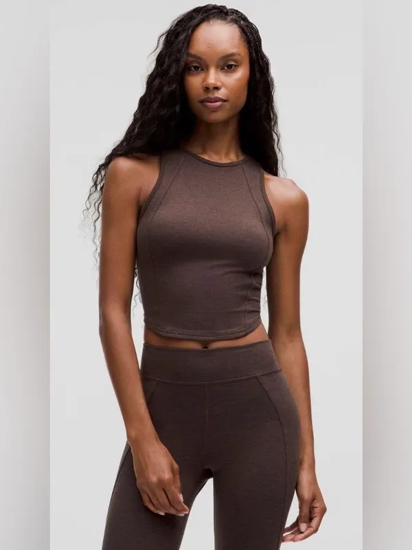 Lululemon SET Suede Tank Top & Leggings Dark Espresso Size 4 Retails $158 - Image 3