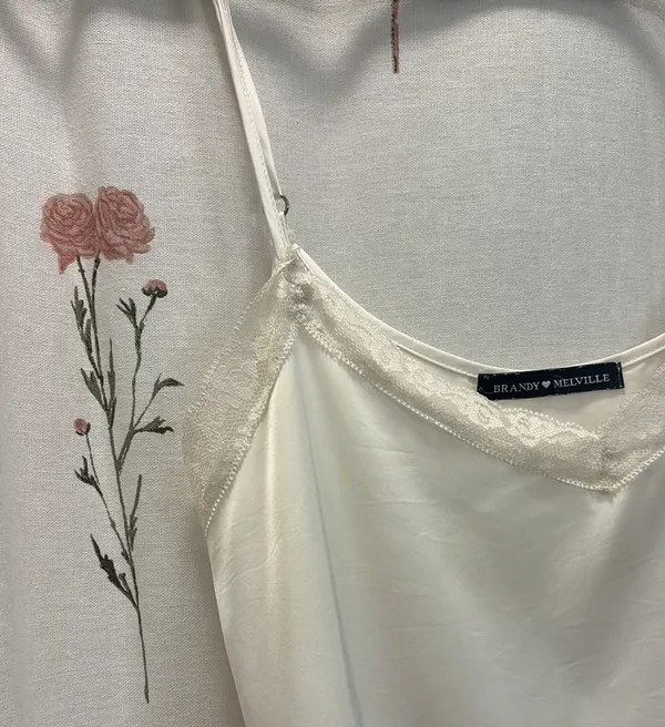 Brandy Melville Lace Trim Champagne Cami - Image 2