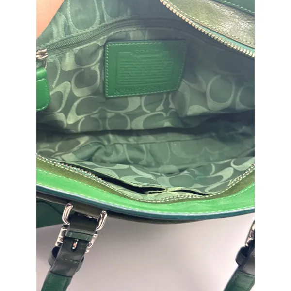 Vintage‎ Coach 7465 Hamilton Kelly Green Leather Satchel Handbag - Image 8