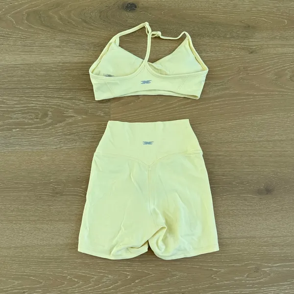 Elite Eleven Luna Flex Sports Bra & Mini Shorts Size XS Butter Yellow - Image 4