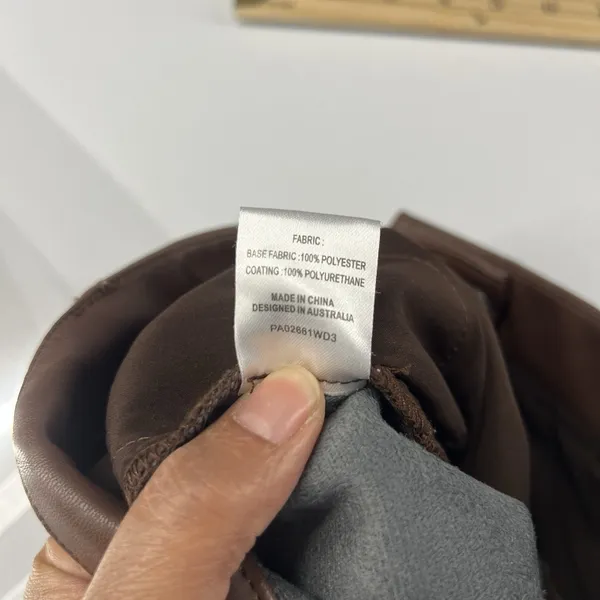 Meshki Tyra Straight Leg Pants Womens XS Faux Leather‎ Chocolate Brown High Rise - Image 10