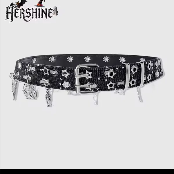 Black and Silver Embellished Women's Belt - Image 2