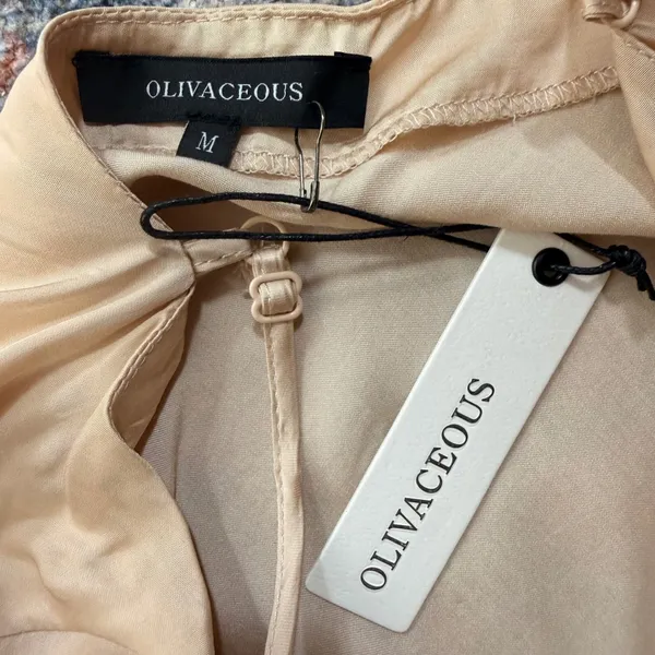 Olivaceous Cowl Neck Cami Top Champagne Beige Satin Viscose Rayon Medium NEW - Image 9
