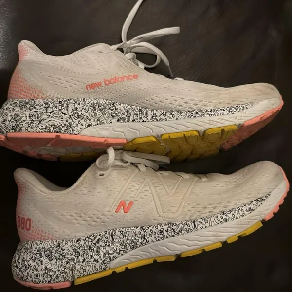 Women's Running Shoes - White and Pink - Image 2